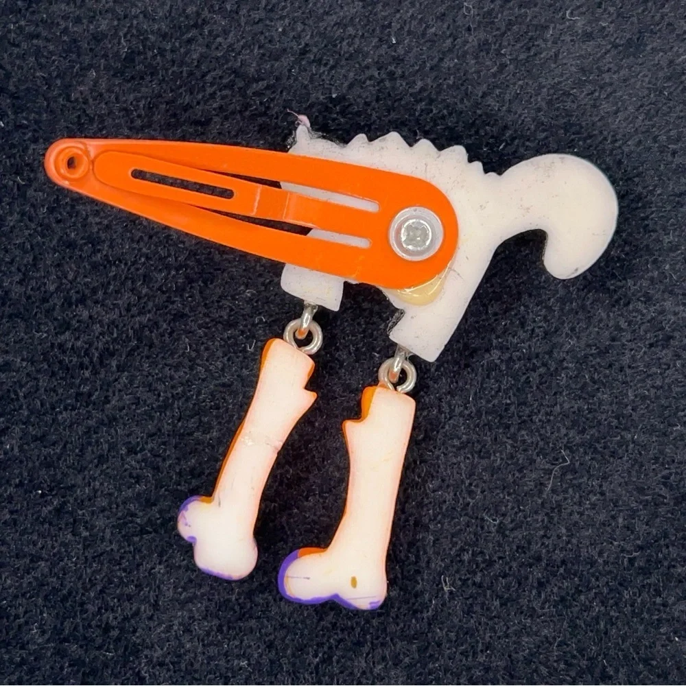 Vintage Set Of 4 Halloween 90s Era Hair Clips Orange Purple Ghost Witch Goth